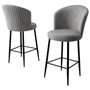 Hanah Home Juego de Taburetes de Bar Alte Grey, Black Metal Tela Babyface 2 Piezas